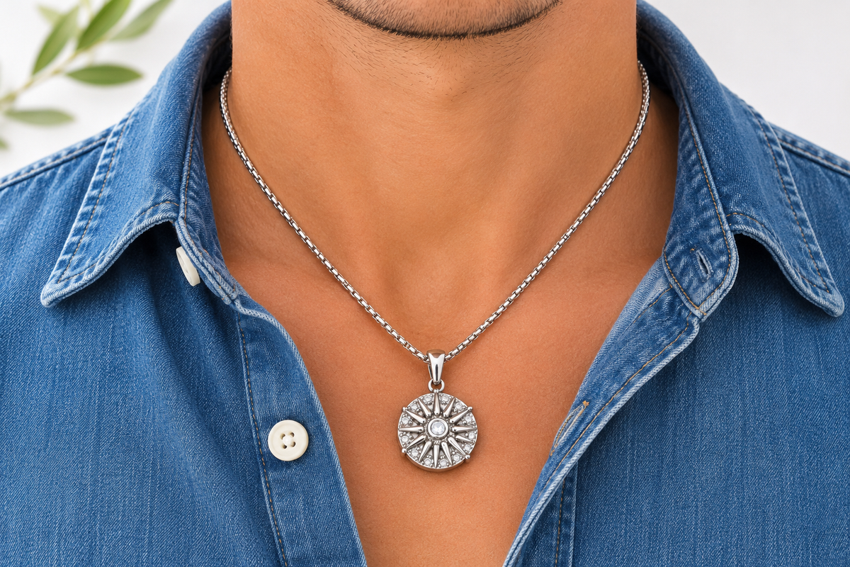 Stainless Steel Vergina Sun Necklace | Unisex Gift Idea