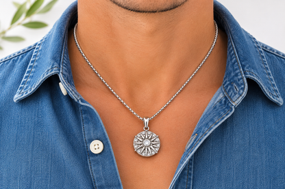 Stainless Steel Vergina Sun Necklace | Unisex Gift Idea