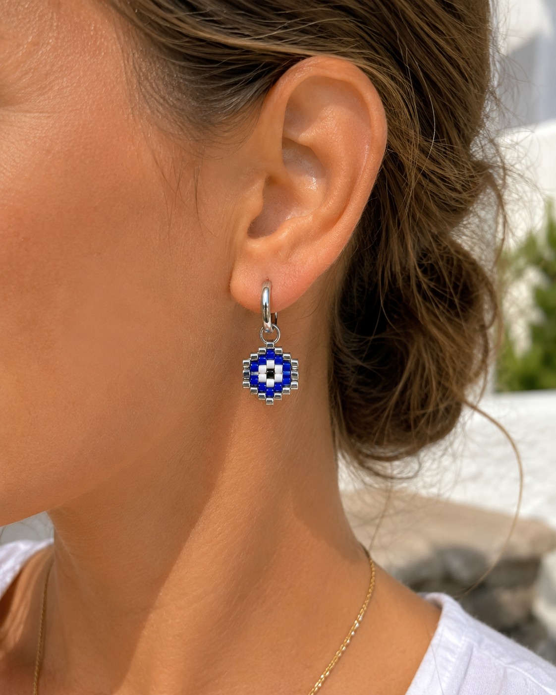 Miyuki Evil Eye Hoop Earrings