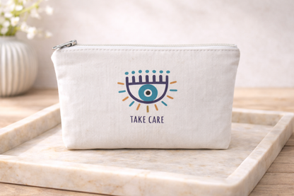 Lycra Evil Eye Handmade Pouch - Zipper Bag - Made in Greece -