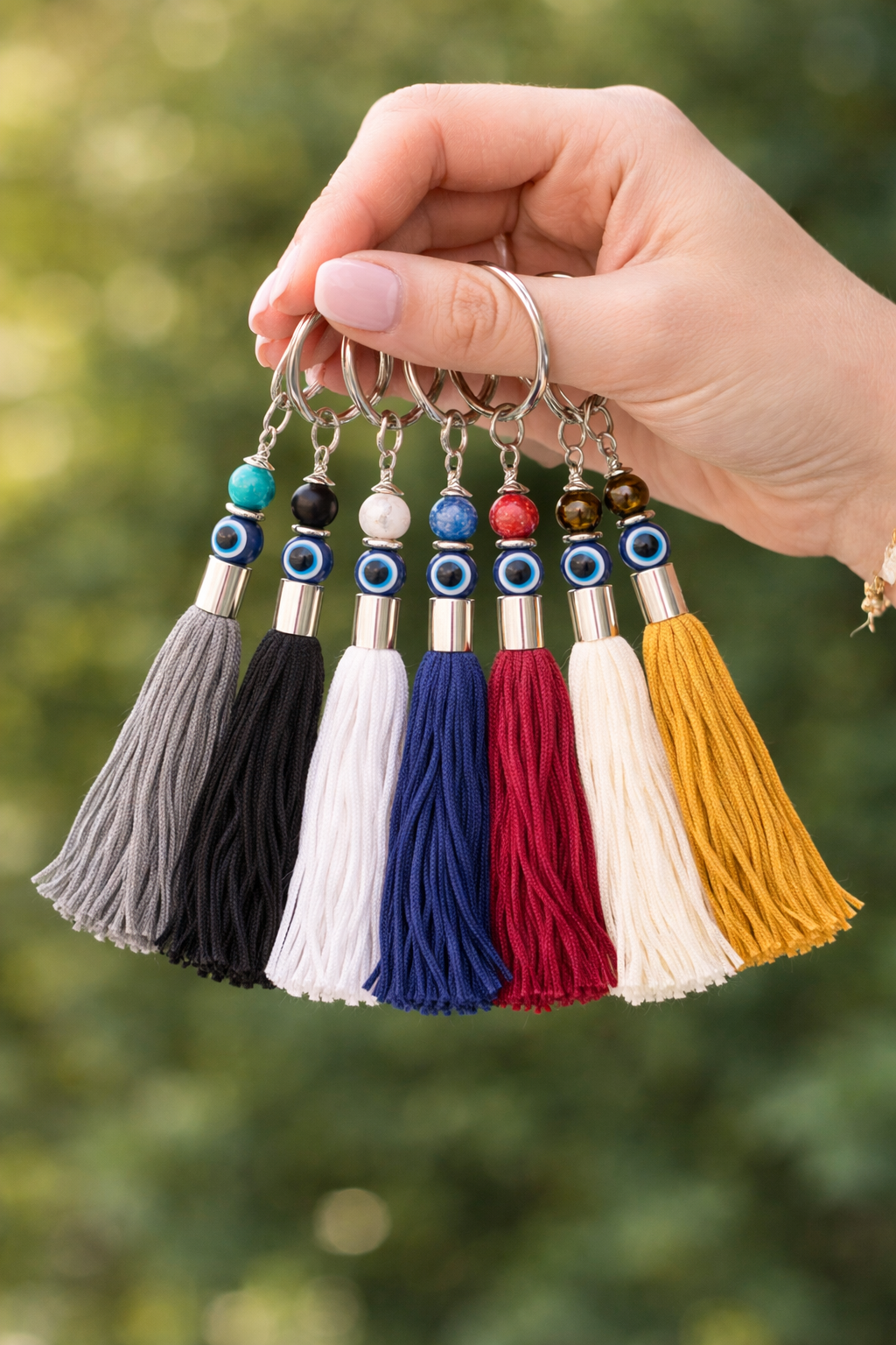 Evil Eye Gemstone Handbag Charm | Greek Handcrafted Purse Accessory