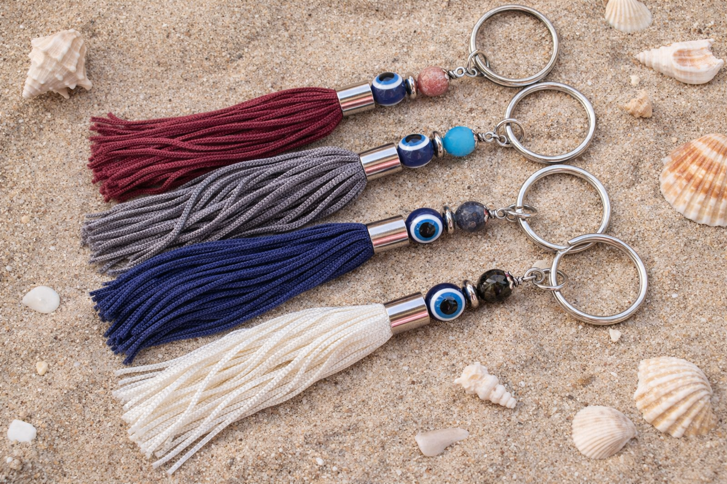 Evil Eye Gemstone Handbag Charm | Greek Handcrafted Purse Accessory