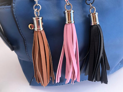 Tassel handbag charm - Faux leather tassel charm - Purse charm