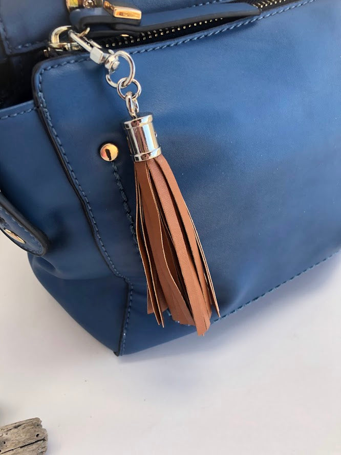 Tassel handbag charm - Faux leather tassel charm - Purse charm