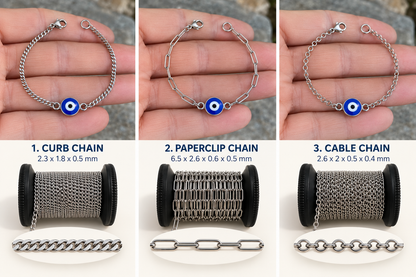 Bracelet Oeil Grec en Acier Inoxydable – Émail Bleu – Bijou Unisexe – 3 Styles de Chaînes