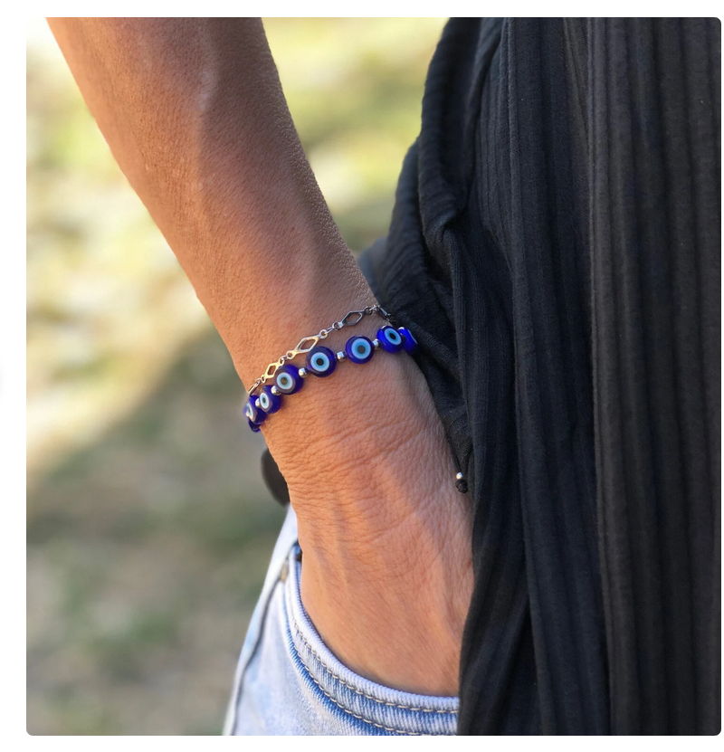 Trendy Evil Eye Bracelet - Stainless Jewelry - Gift for Her - Greek Gift