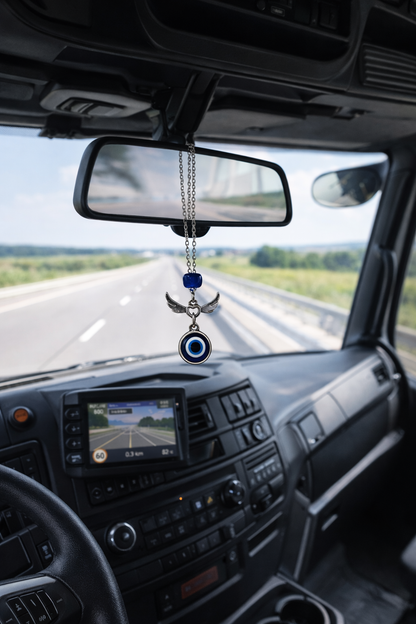 Bijou de rétroviseur ailes d'ange oeil bleu 