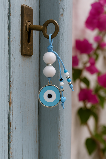 Bijou de Sac ou Porte clés Oeil Bleu ciel Porte-Bonheur – Élégance et Protection