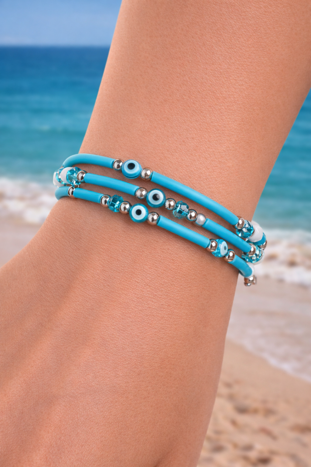 Bracelet Oeil Bleu Turquoise ou Blanc