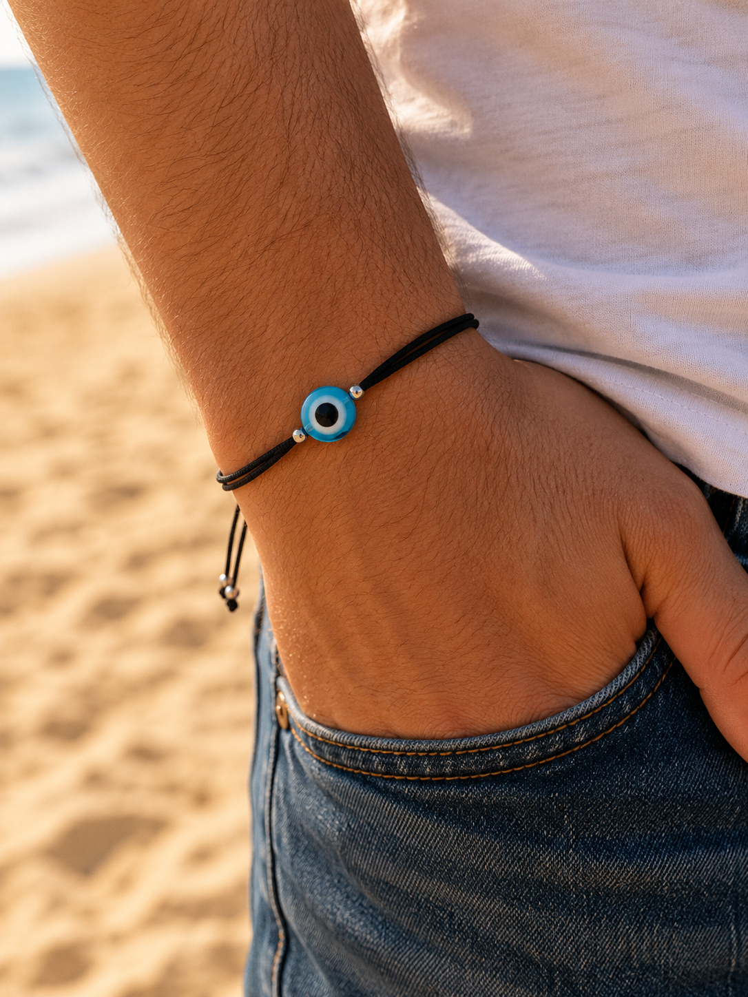 Turquoise evil eye Greek bracelet