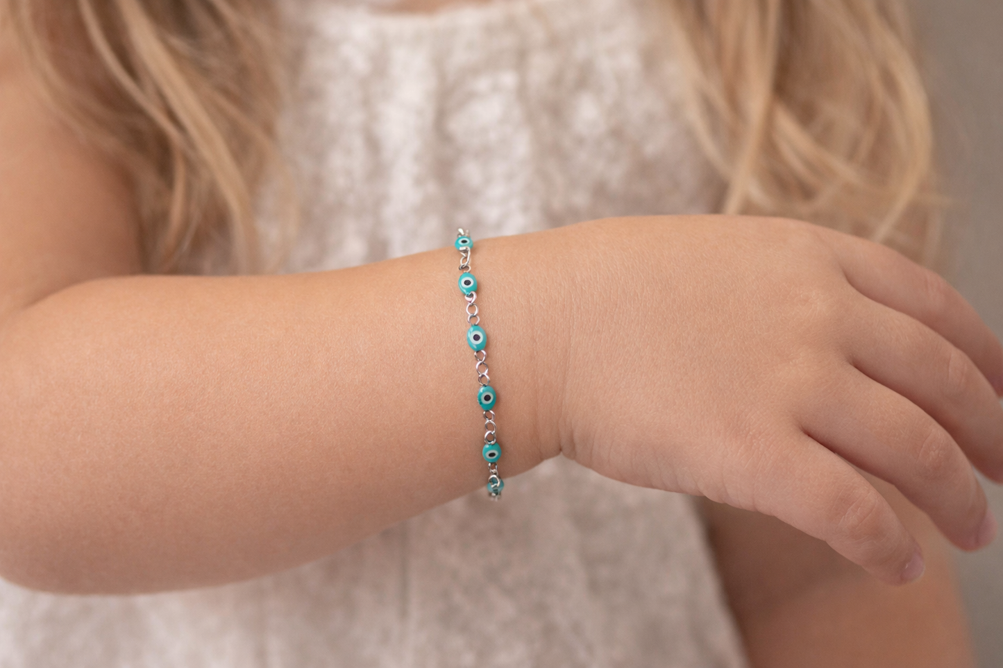 Protective Evil Eye Bracelet for Baby & Child - Stainless Steel Protection Charm - New Mom Gift