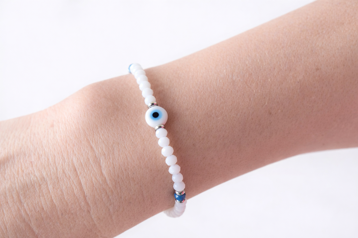 Bracelet Crystal Blanc Oeil Bleu - Mati - Souvenir Grec