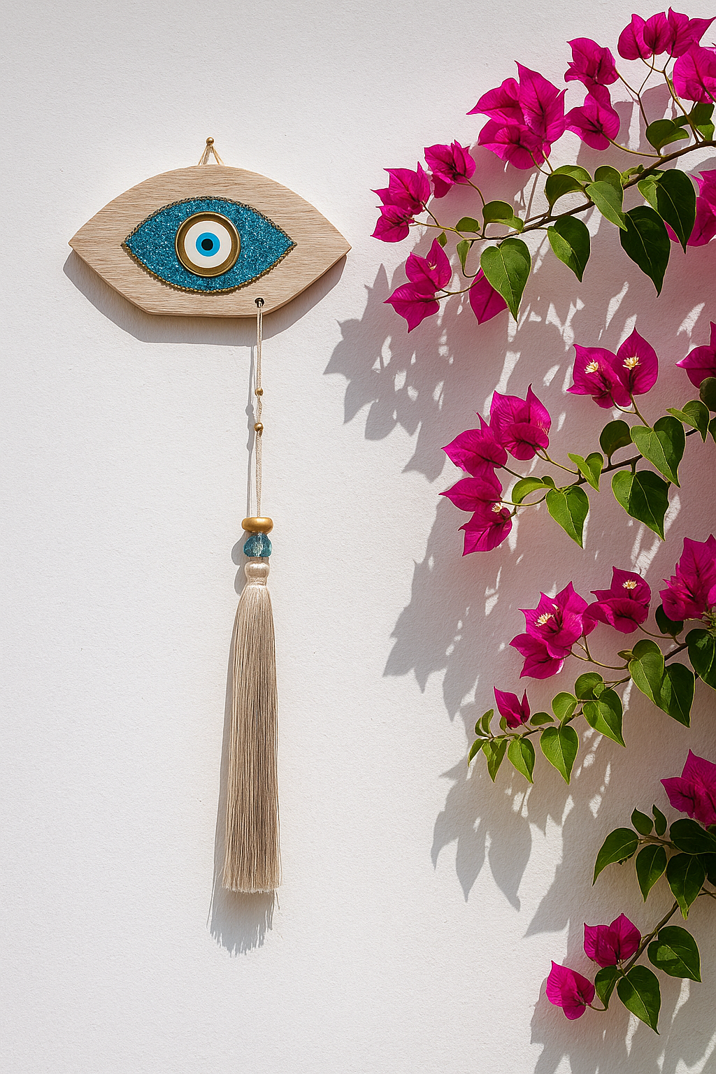 Oeil en bois – Suspension murale ou décoration de table - Idée cadeau - Protection de la Maison