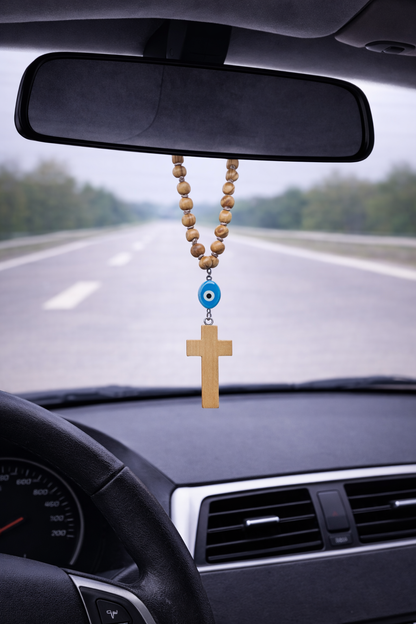 Bijou de Retroviseur Croix en Bois