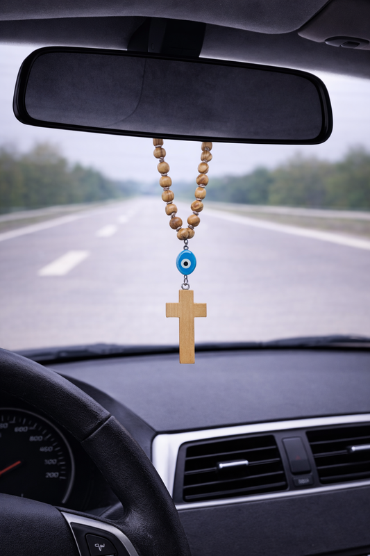 Bijou de Retroviseur Croix en Bois