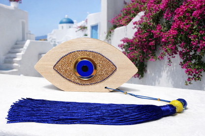 Oeil en bois – Suspension murale ou décoration de table - Idée cadeau - Protection de la Maison