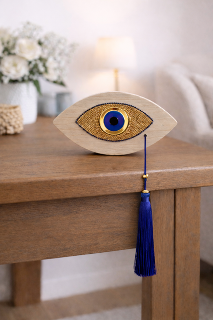 Oeil en bois – Suspension murale ou décoration de table - Idée cadeau - Protection de la Maison