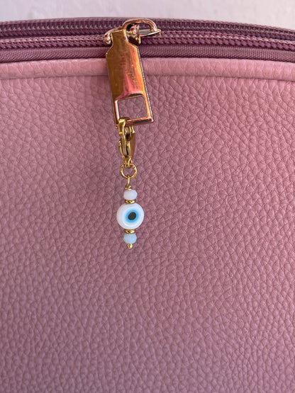 Evil Eye Bag Charm – Stainless Steel Zipper Pull, Wallet Charm, Gold or Silver