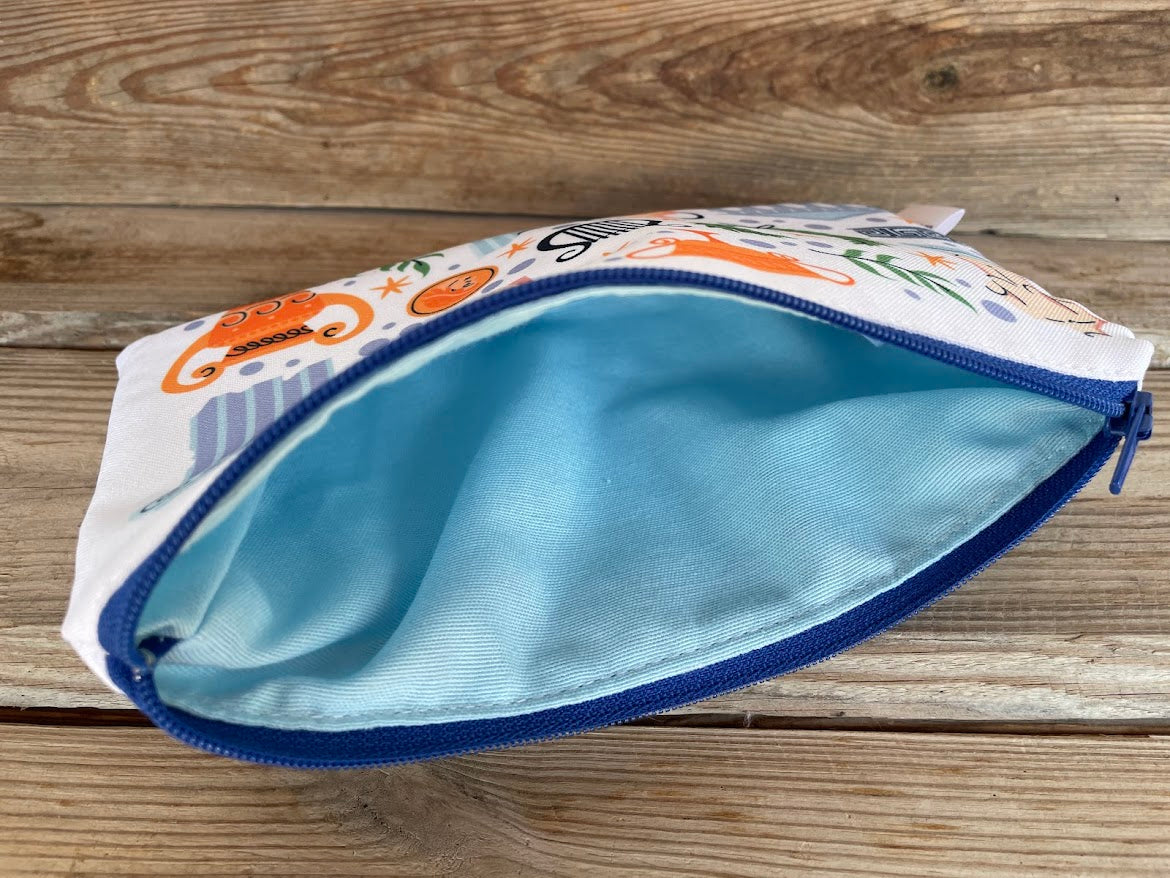 polyester zip pouch with illustrations of Greece