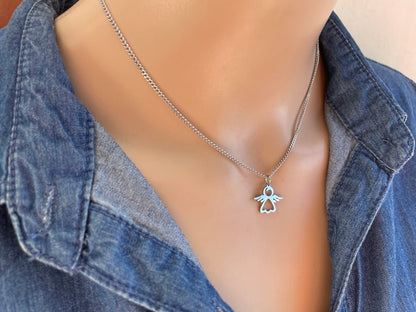 Tiny Guardian Angel Necklace | Stainless Steel Gift for Her