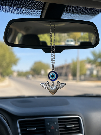 Angel Wings Evil eye Mirror charm - new car gift - Car accessories