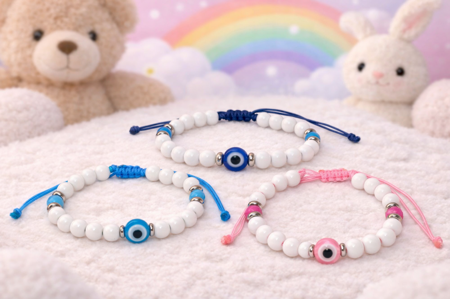Kids Evil Eye Bracelet with White Beads