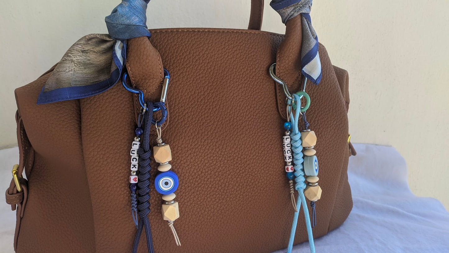 Evil Eye Handbag Charm - Rope Bag Charm - Luck Bag Charm - Gift for Her