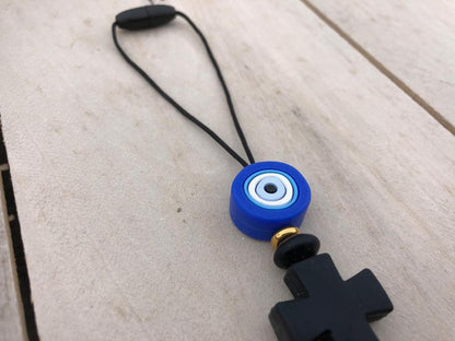 Silicone Cross Evil Eye Car Charm | Rearview Mirror Accessory