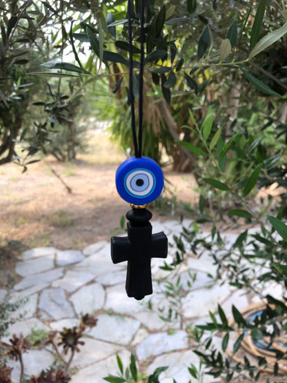 Silicone Cross Evil Eye Car Charm | Rearview Mirror Accessory