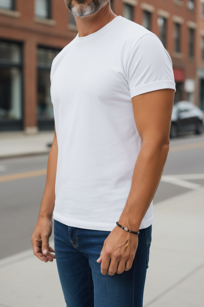 Bracelet Homme Onyx Noir Mat & Acier Inoxydable – Charm Oeil Protecteur