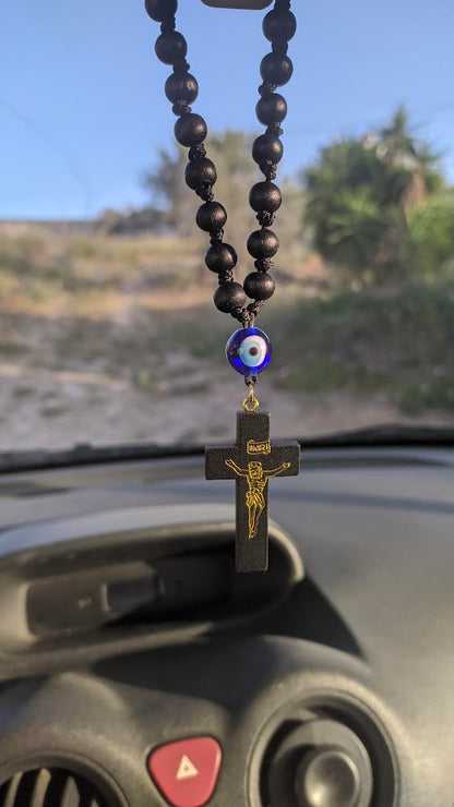 Wooden Cross Car Charm - Rearview Cross Charm - Car Accessories