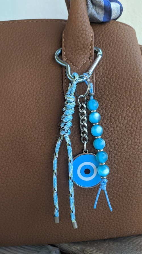 Εvil Eye Bag Charm - Beaded Bag Charm - Stainless Bag Charm - Greek Gift