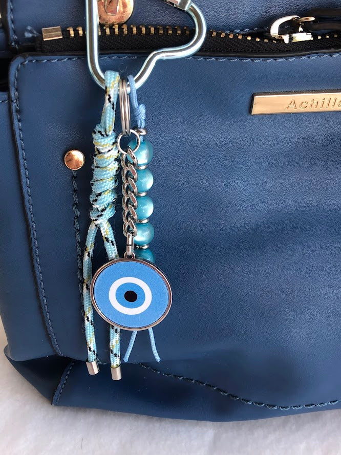 Εvil Eye Bag Charm - Beaded Bag Charm - Stainless Bag Charm - Greek Gift