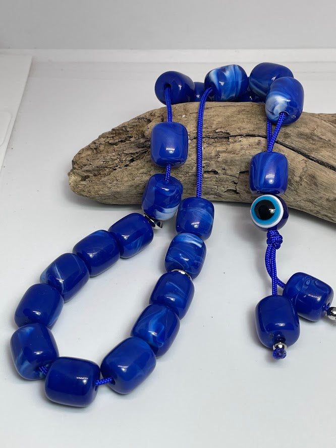 Blue Evil Eye Komboloi Worry Beads - Greek Gift