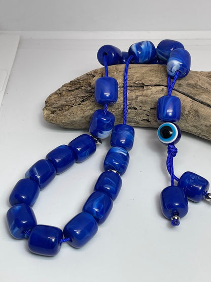 Blue Evil Eye Komboloi Worry Beads - Greek Gift