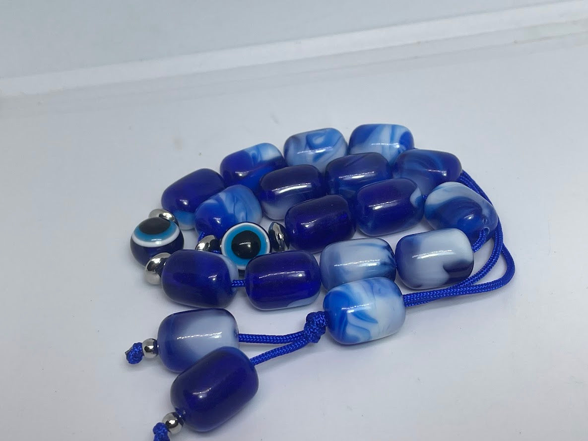 Evil Eye Worry Beads – Greek gift – Anti stress toy – Blue komboloi
