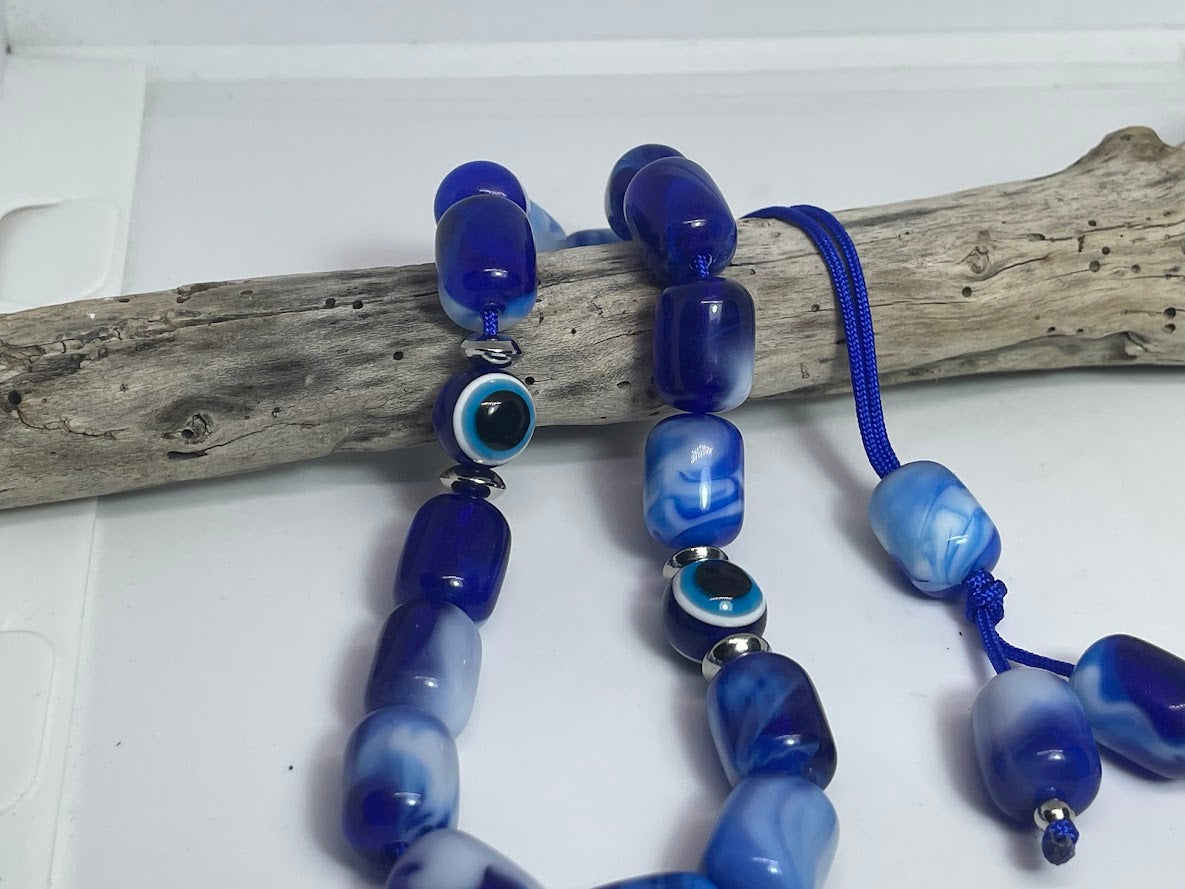 Evil Eye Worry Beads – Greek gift – Anti stress toy – Blue komboloi