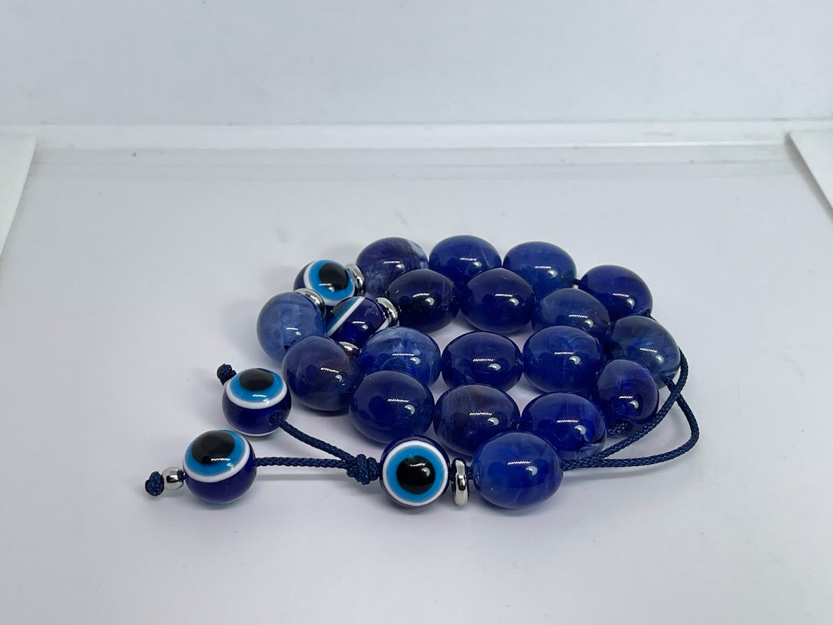 Dark Blue Evil Eye Worry Beads – Greek Gift – Relaxing Beads – Blue Komboloi