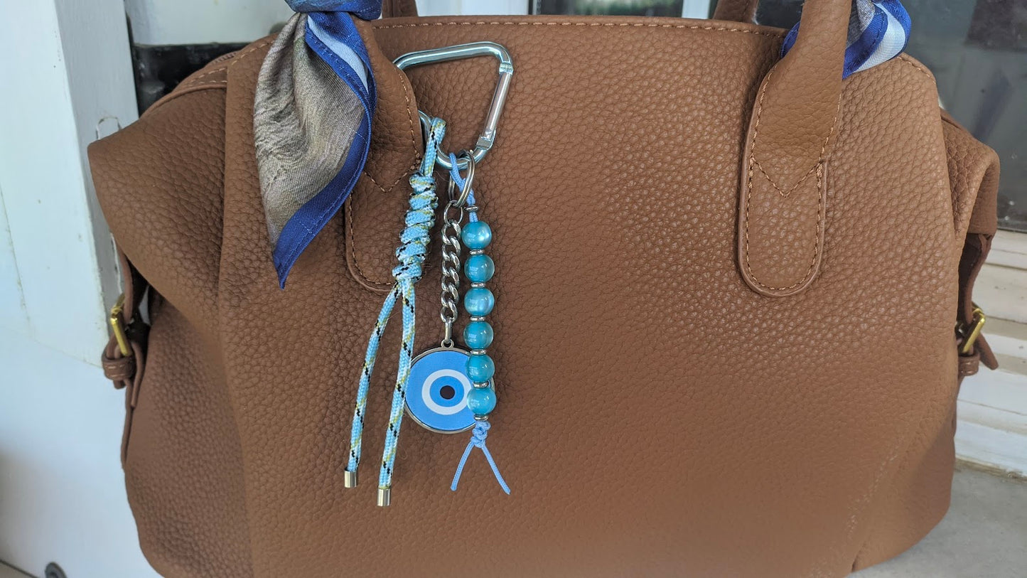 Εvil Eye Bag Charm - Beaded Bag Charm - Stainless Bag Charm - Greek Gift