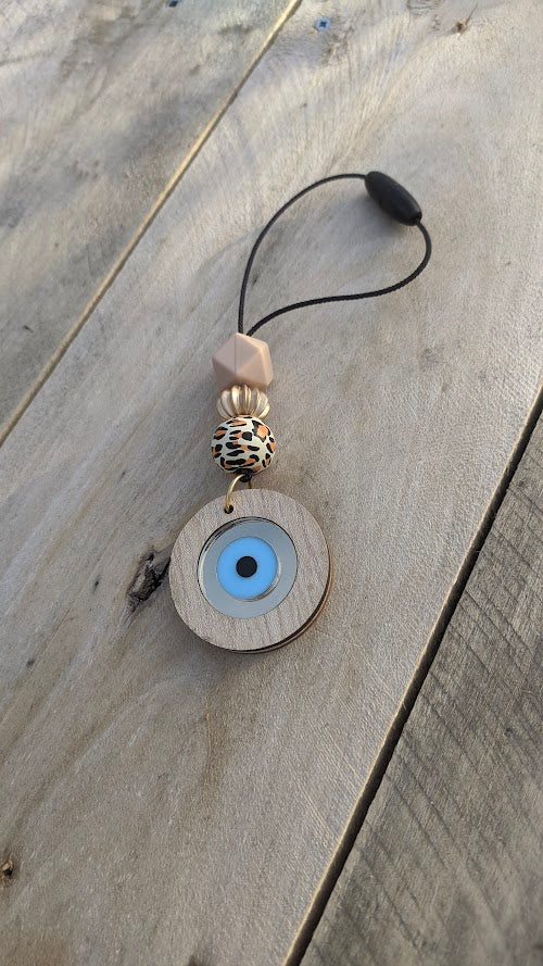 Wooden Evil Eye Rearview Charm - Wooden Car Charm - New Driver Gift