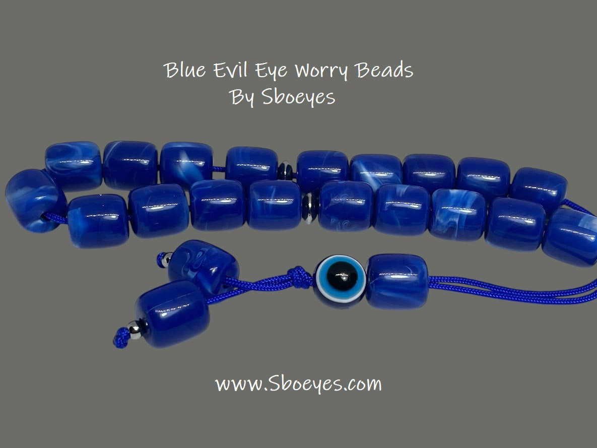 Blue Evil Eye Komboloi Worry Beads - Greek Gift