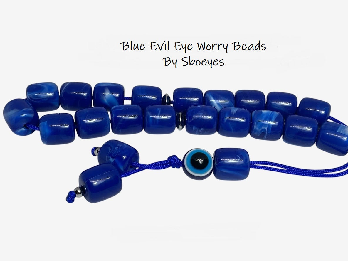 Blue Evil Eye Komboloi Worry Beads - Greek Gift