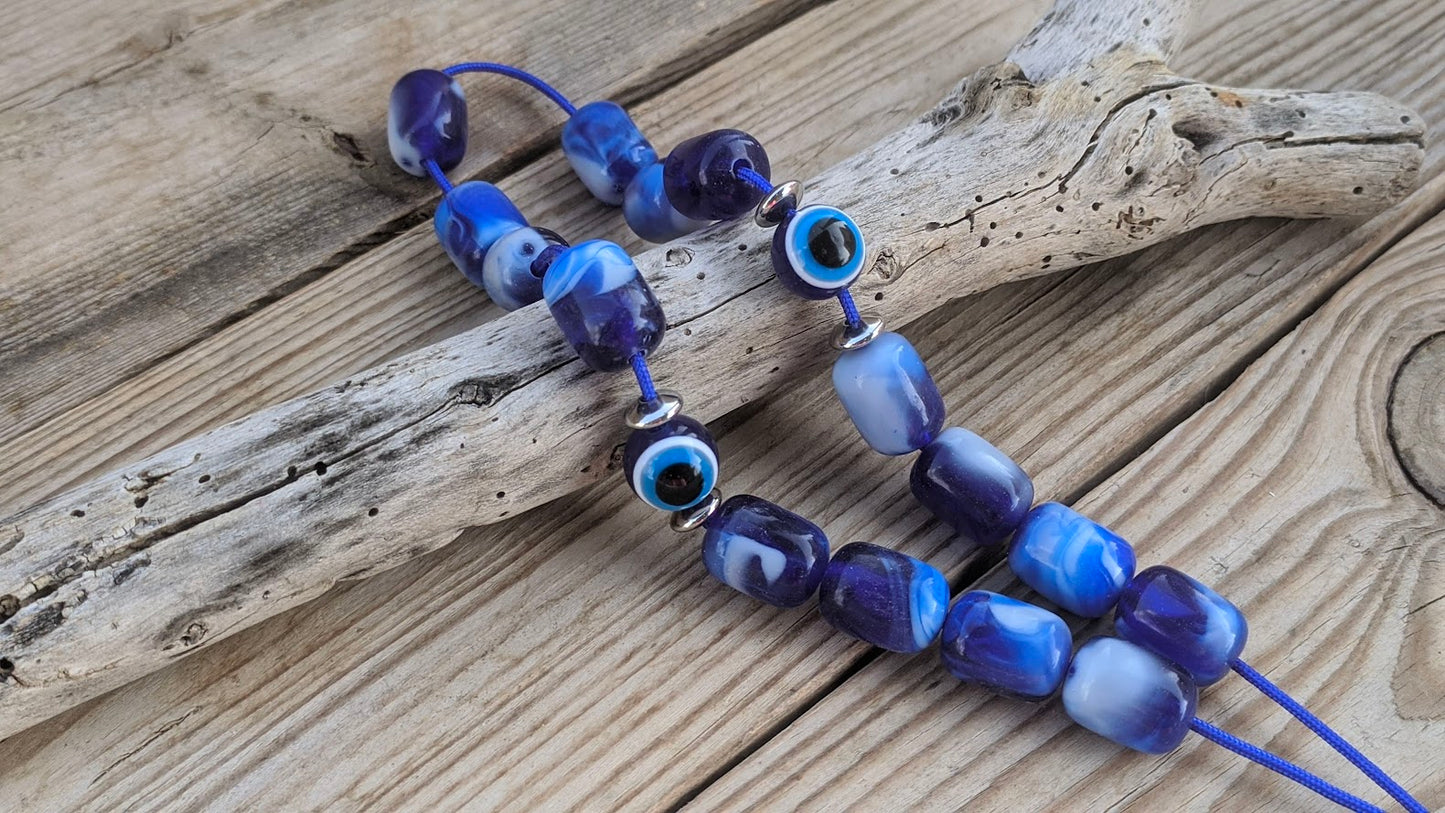 Evil eye worry beads – Greek gift – Anti stress toy – Blue komboloi