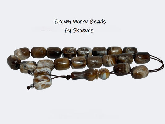 Brown Worry Beads - Greek Komboloi - Pastime Accessory - Greek Gift