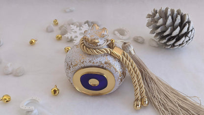 Evil Eye Ceramic Pomegranate with Tassel