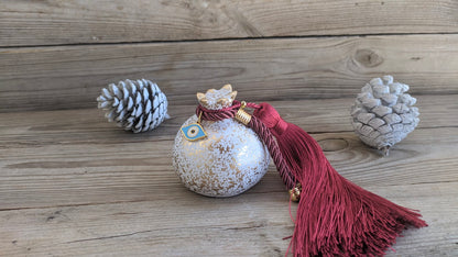 Evil Eye Ceramic Pomegranate with Tassel - Greek Gouria