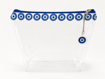 Trousse Maquillage Transparente en PVC, Pochette Voyage Imperméable, Oeil Grec Porte-Bonheur, Pochette Plage