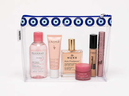 Trousse Maquillage Transparente en PVC, Pochette Voyage Imperméable, Oeil Grec Porte-Bonheur, Pochette Plage