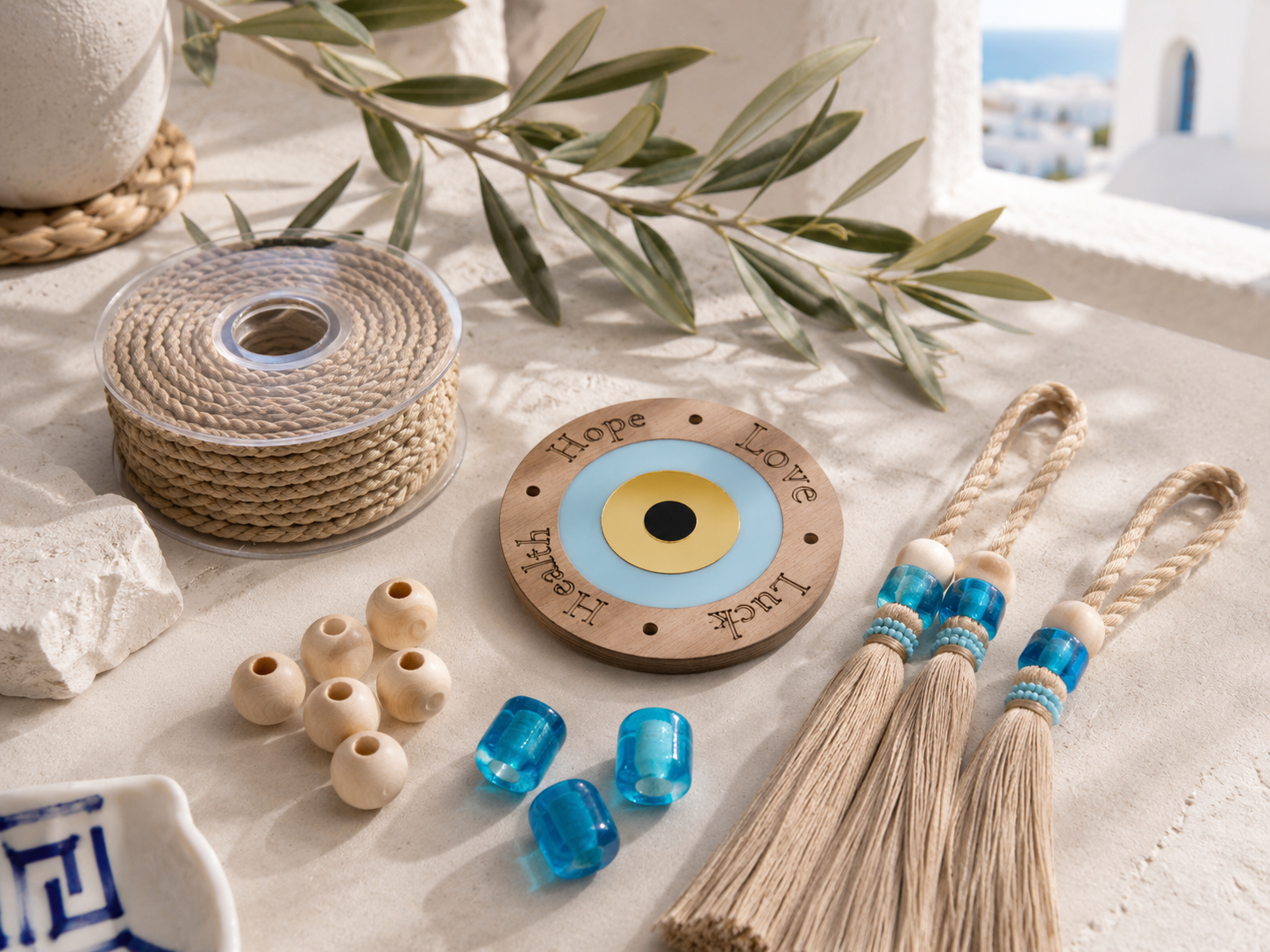 picture shows materials use for the wall hanging