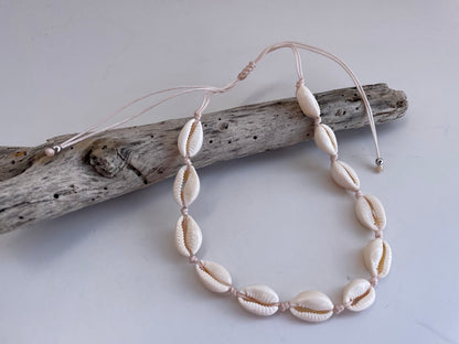 Cowrie Shell Necklace - Beach Shell Choker - Gift for Her - Adjustable Necklace